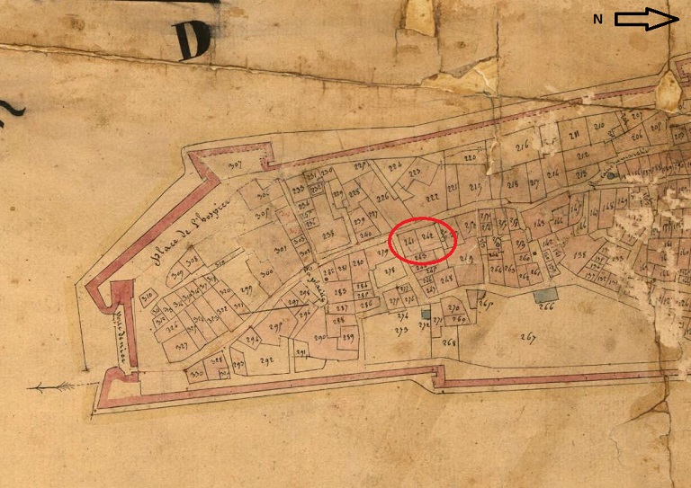 Plan de masse et de situation d'après le cadastre de 1833 (section B, parcelles 241 et 242). 