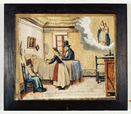 ex-voto, tableau : Demande de guérison d'une jeune fille (N° 1)