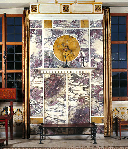 ensemble du revêtement mural, 2 colonnes, peintures monumentales