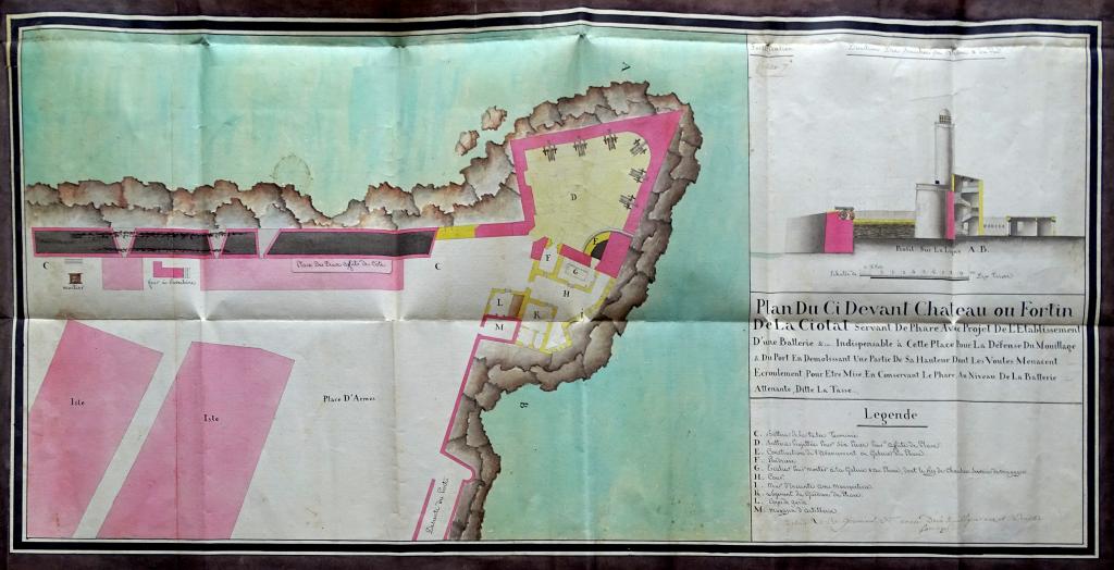 Plan du ci-devant château ou fortin de La Ciotat servant de phare avec projet (...) d'une batterie, an 3.