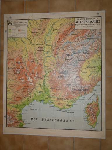 carte murale : France régionale. Alpes françaises. Région méditerranéenne - Corse