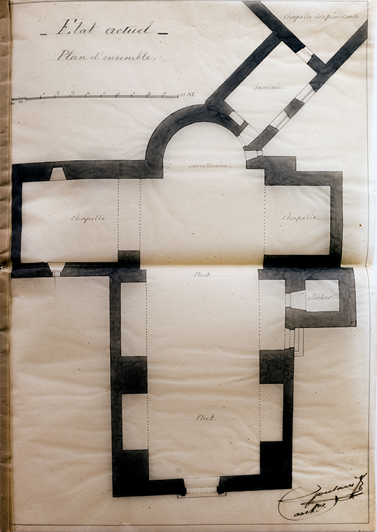 [Plan de l'église d'Orpierre par Goulain en 1859].
