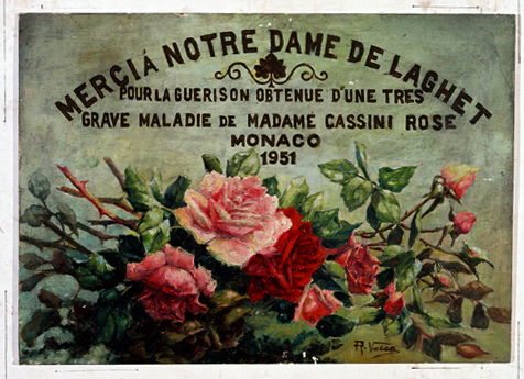 ex-voto, tableau : Bouquet de roses rouges et roses