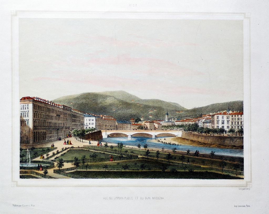 Vue du jardin public et du quai Masséna, 1855.