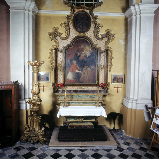 ensemble de l'autel de saint Charles Borromée (autel, 2 gradins d'autel, retable)