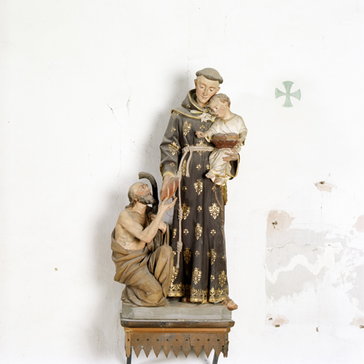 groupe sculpté (petite nature) : Charité de saint Antoine de Padoue et de l'Enfant Jésus