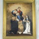 tableau : La Vierge et l'Enfant remettant le rosaire à saint Dominique de Guzman et sainte Catherine de Sienne