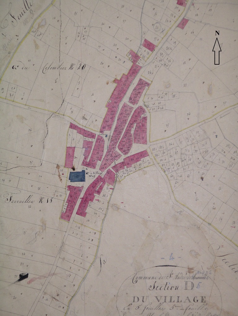 Plan d'après le cadastre napoléonien de 1838, section D19.