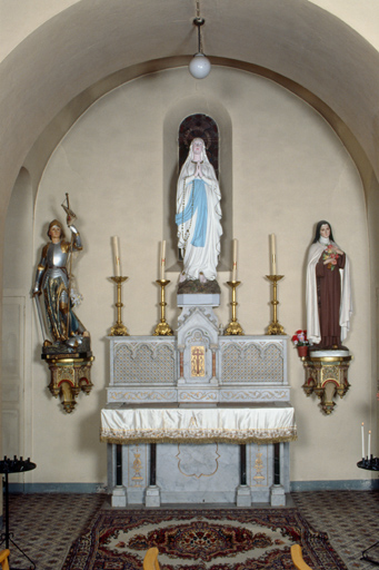 autel, gradins d'autel (2), tabernacle (autel mixte, autel secondaire) : autel de saint Sébastien, style néo-gothique