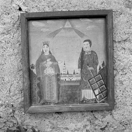 tableau, cadre : Sainte Jeanne et saint Laurent