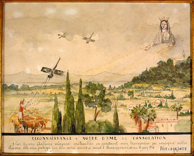 tableau, ex-voto : Bombardement pendant la guerre de 1939-1945