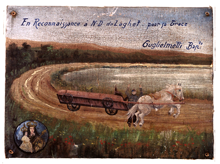 ex-voto, tableau : Homme coincé sous une chariot, Baptiste Giuglielmetti