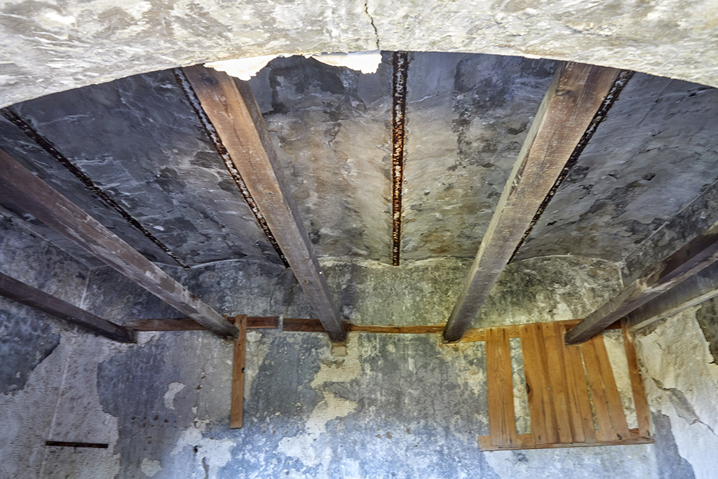Détail des voutains de couvrement d'un local de l'étage, portant la dalle de la plate-forme 