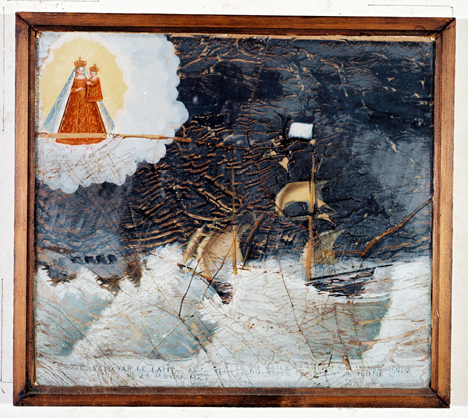 ex-voto, tableau : Bateau dans la tempête, le brick La Jeune Mion