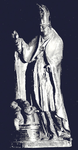 Tabernacle de l'ensemble du maître-autel. Statue : saint Nicolas.