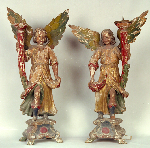 paire de statues-chandeliers d'autel (statuettes) : Anges