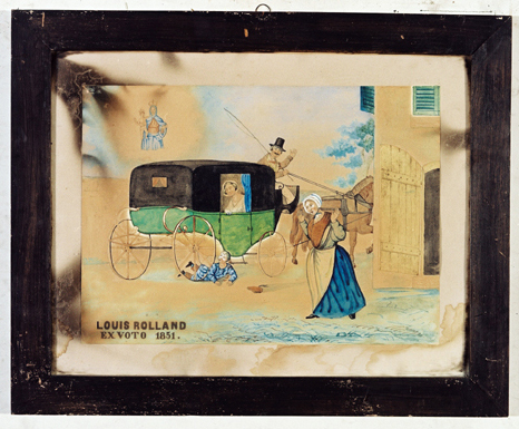 ex-voto, tableau : Enfant sous les roues d'un fiacre, Louis Rolland