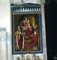 tableau de l'autel de Saint-Eloi : Vierge à l'Enfant, saint Clément et saint Eloi