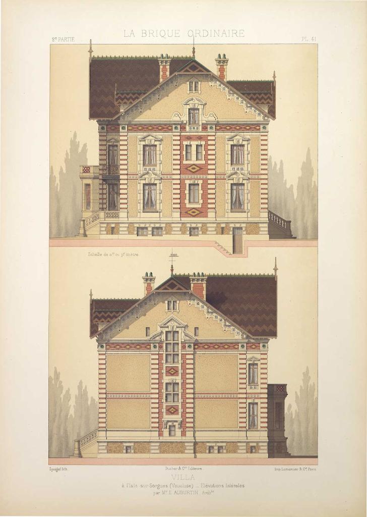 Villa à L'Isle-sur-Sorgues (Vaucluse). Elévations latérales par Mr E. Auburtin, Architecte, [vers 1878].