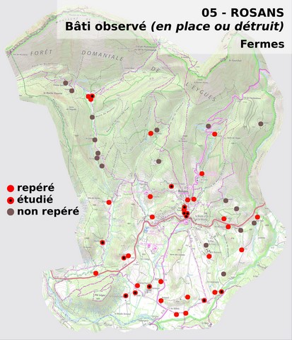 Localisation des fermes sur le territoire communal.