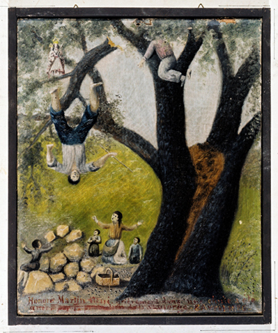 ex-voto, tableau : Chute d'un homme tombant d'un arbre, Honoré Martin
