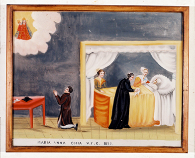 ex-voto, tableau : Demande de guérison d'une femme, Maria Anna Cossa