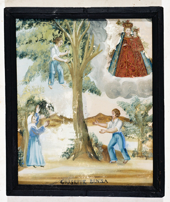 ex-voto, tableau : Chute d'un jeune homme tombant d'un arbre, Giuseppe Bensa