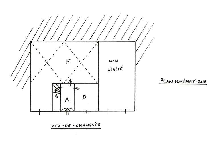 Les Guibertes. Ferme 167. Plan schématique du rez-de-chaussée.