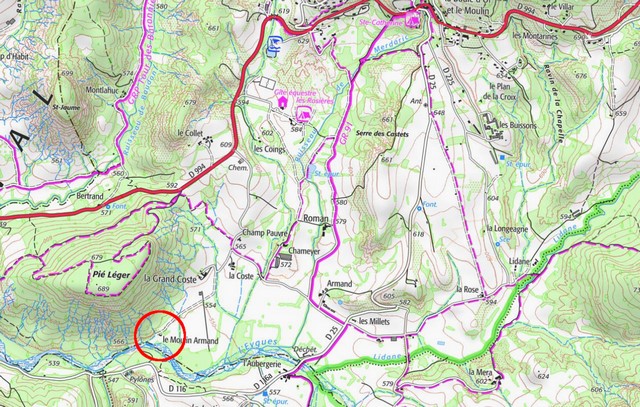 Localisation sur la carte IGN de 2024. Echelle d'origine 1/25 000e.