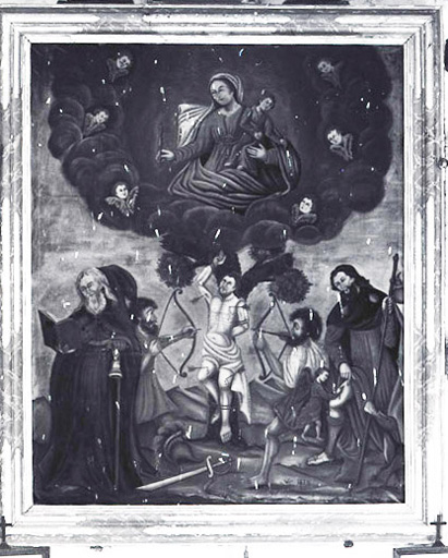 tableau : La Vierge et l'Enfant, saint Antoine abbé, saint Sébastien et saint Roch de Montpellier