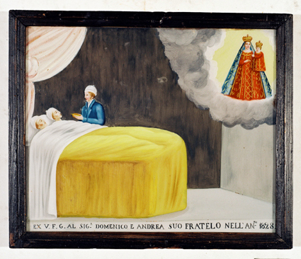 ex-voto, tableau : Demande de guérison de deux frères, Dominique et André