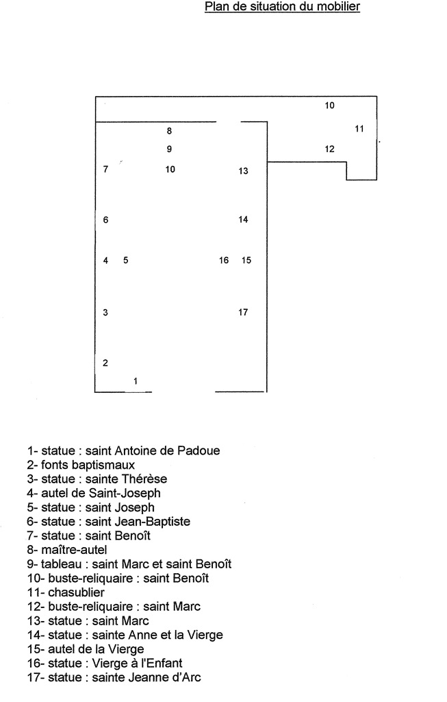 le mobilier de l'église paroissiale Saint-Marc