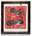 ex-voto, tableau de broderie : Deux paons