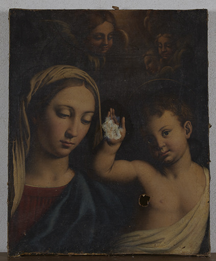 Tableau, cadre : la Vierge à l'Enfant