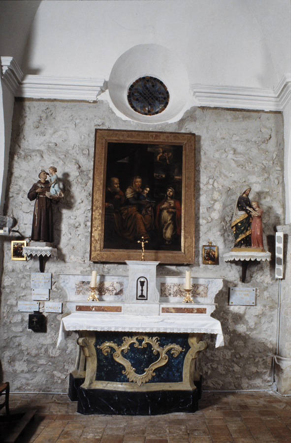 ensemble de l' autel de sainte Anne (autel, gradins d'autel (2), faux tabernacle, tableau)