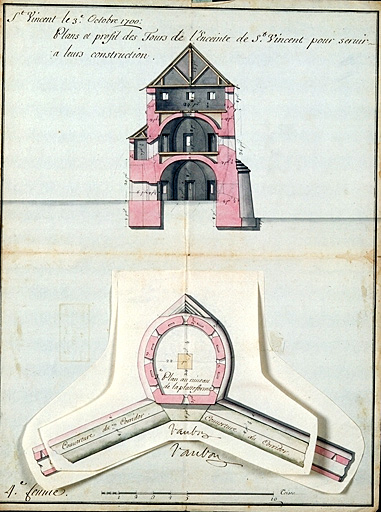 Projet des tours de l'enceinte, 1700.