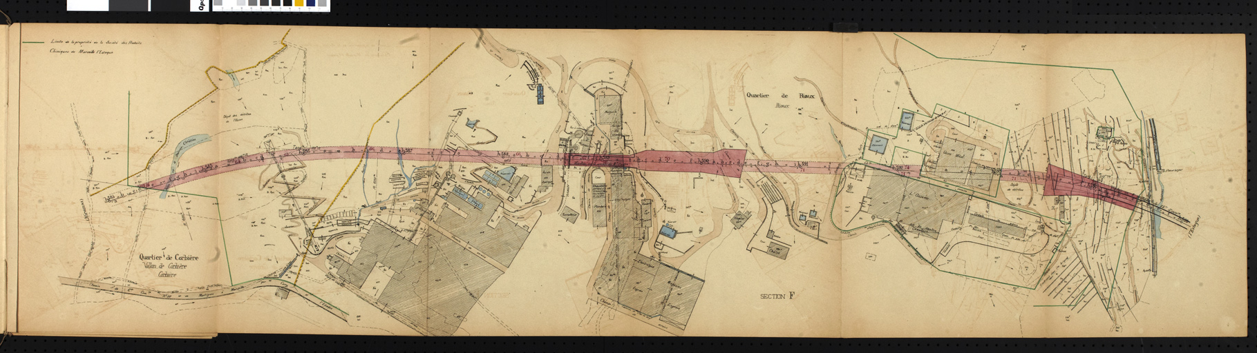 ensemble de fabrication des métaux et ensemble d'industrie chimique : Compagnie des minerais de Rio Tinto, Société des produits chimiques de Marseille-l'Estaque, Osseine Paul Brunon, Mital Cambon et Compagnie, Société minière et métallurgique Penarroya, Société Kuhlmann