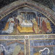 Peintures monumentales de la 3e chapelle est : l'Annonce à Zacharie, la Visitation, la naissance de saint Jean-Baptiste