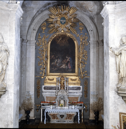 ensemble du retable de la Vierge (retable, cadre, haut-relief)