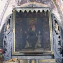tableau et son cadre : La Vierge et l'Enfant remettant le rosaire à saint Dominique de Guzman et à sainte Catherine de Sienne