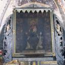 tableau et son cadre : La Vierge et l'Enfant remettant le rosaire à saint Dominique de Guzman et à sainte Catherine de Sienne