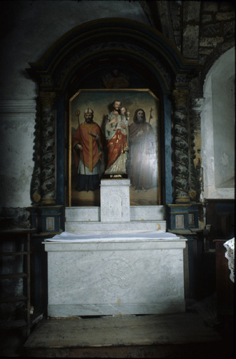 Ensemble de saint Antoine abbé et de saint Joseph (autel, gradins d'autel (2), tabernacle, retable, statue)