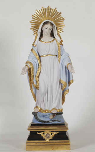 Statue-reliquaire (socle-reliquaire) : Vierge de l'Immaculée Conception