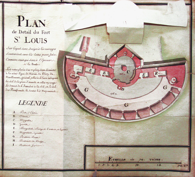 Plan de détail du fort Saint-Louis, 1775. Niveau 2.