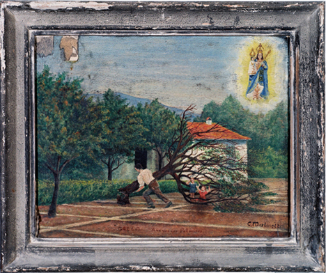 ex-voto, tableau : Arbre tombé sur deux enfants, Gallo