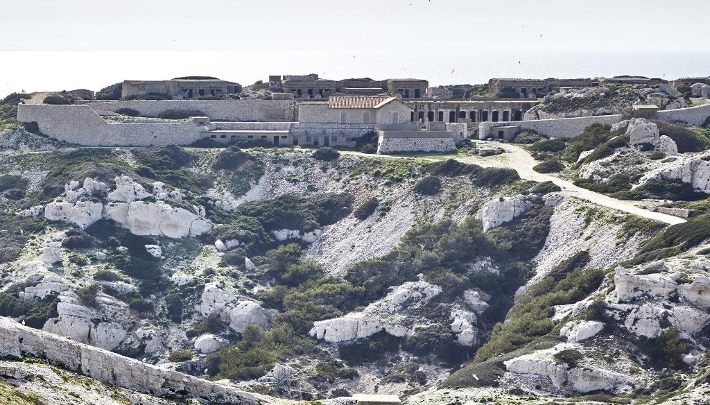Vue générale du front de gorge nord-ouest de la batterie, prise de la batterie de Caveaux-Est