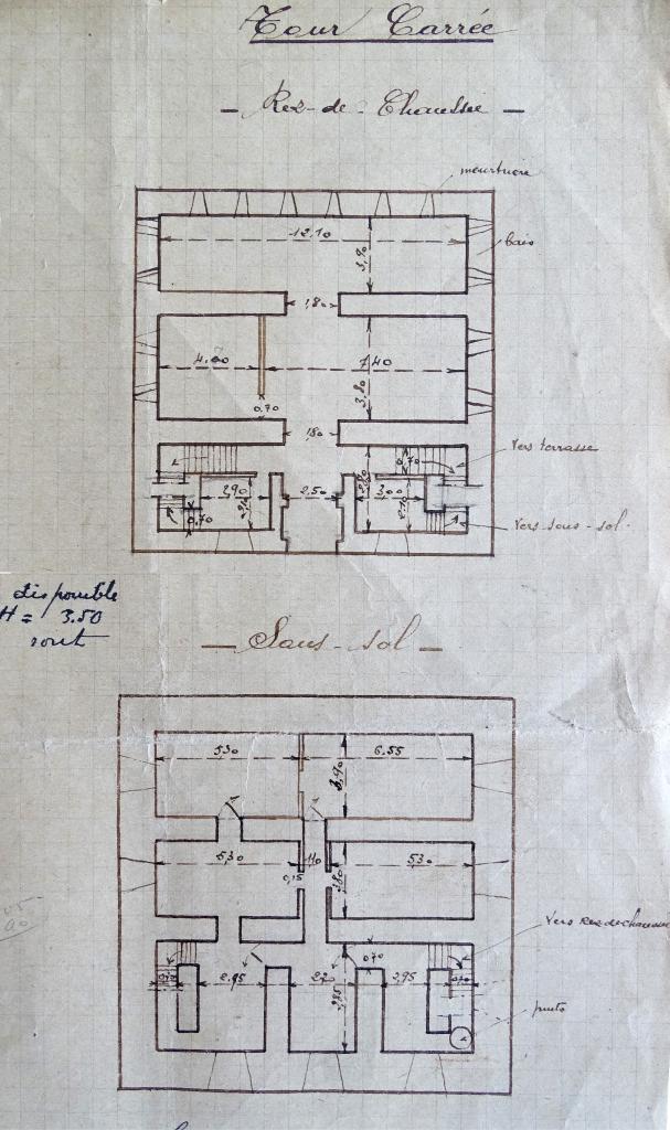 [Plan de la tour carrée de Pomeguet, détail d'une planche de plans], 1926.