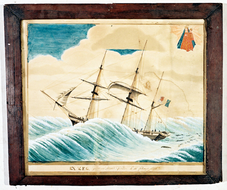 ex-voto, tableau : Bateau dans la tempête, voeu de Giovanni Maria Giordan
