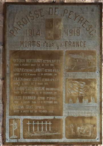 Plaque commémorative de la guerre 1914-1918