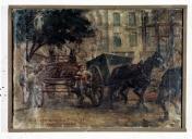ex-voto, tableau : Homme coincé entre un tombereau et un chariot, Giovanni Marlino